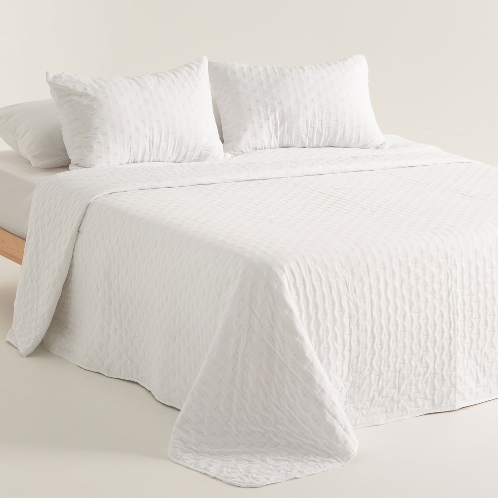 [COLNARABL-180] Colcha Nara acolchada (Blanco, Cama 80/90 - 180x270 cm + 50x70 cm)