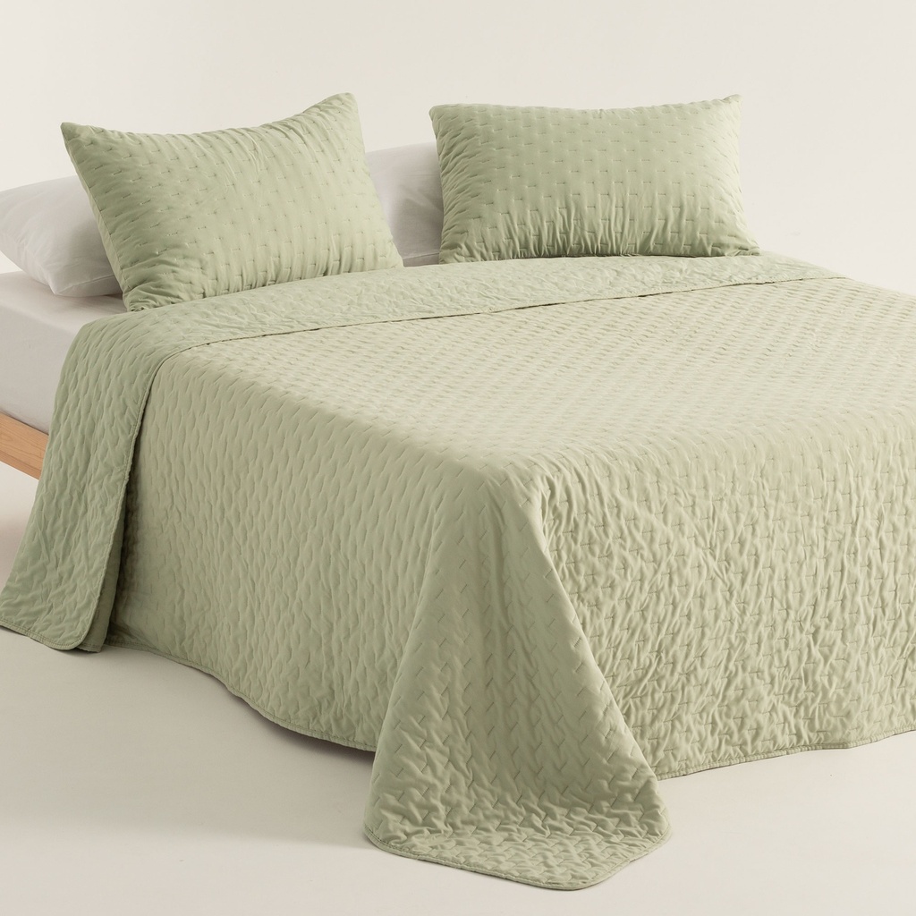 [COLNARAVE-180] Colcha Nara acolchada (Verde, Cama 80/90 - 180x270 cm + 50x70 cm)