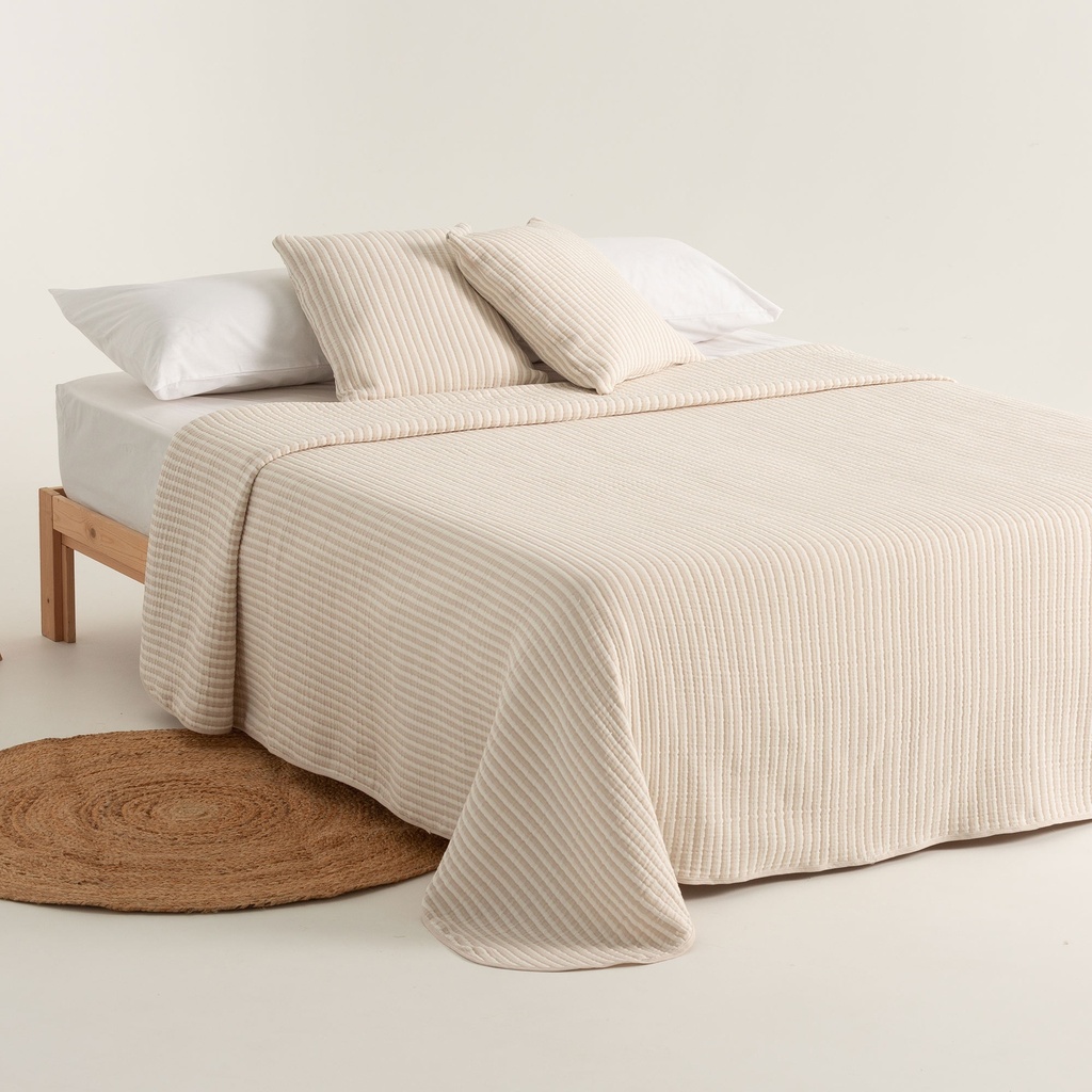 [COLNISALI-180] Colcha Jacquard Rayas Algodón NISA (Lino, Cama 80/90 - 180x270 cm)