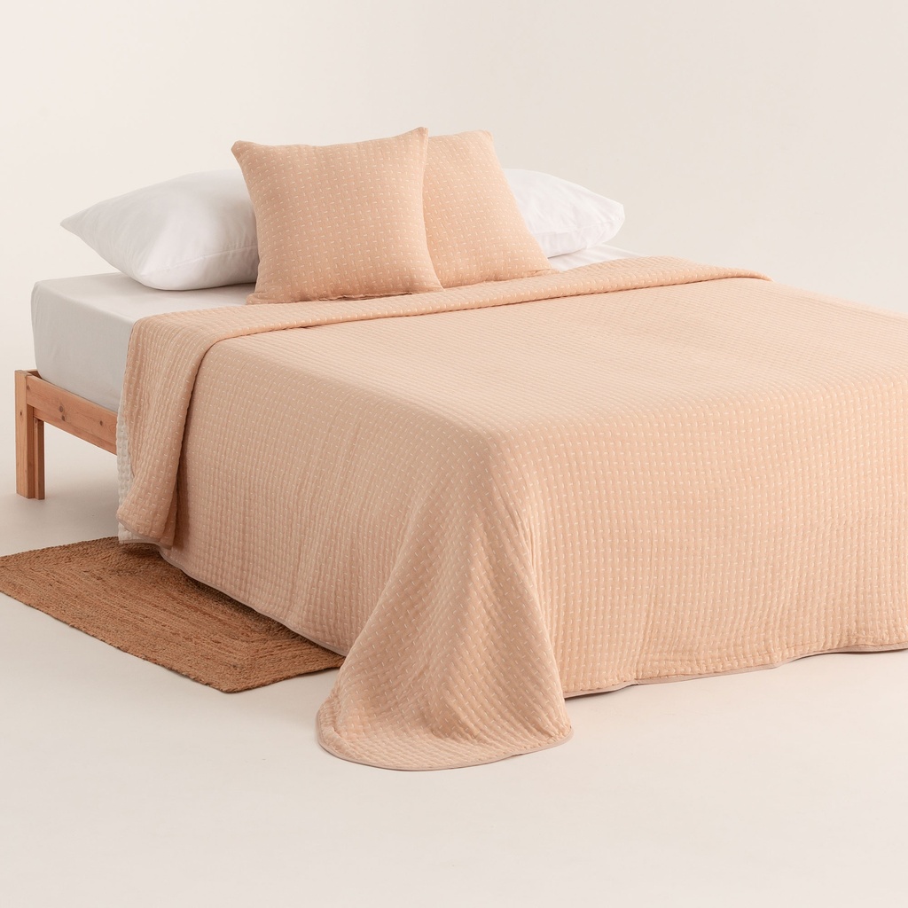 [COLBORABE-180] Colcha Jacquard Ligera Algodón BORA (Beige, Cama 80/90 - 180x270 cm)