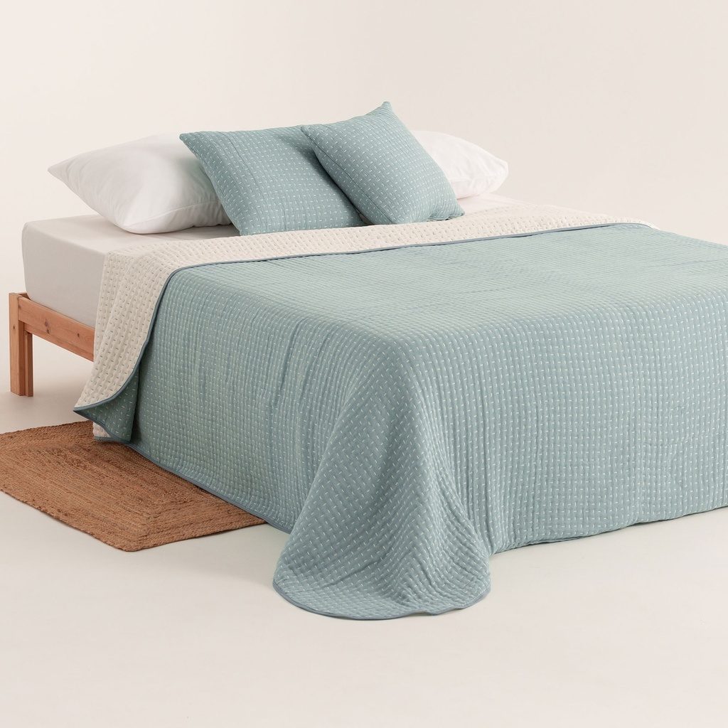 [COLBORAAG-180] Colcha Jacquard Ligera Algodón BORA (Agua Marina, Cama 80/90 - 180x270 cm)