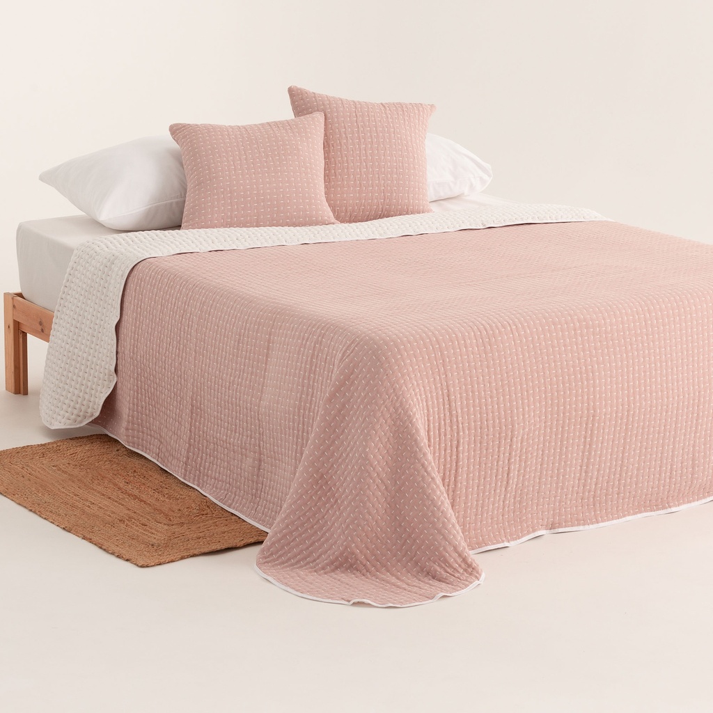 [COLBORARo-180] Colcha Jacquard Ligera Algodón BORA (Rosa, Cama 80/90 - 180x270 cm)