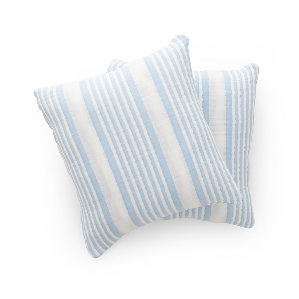 [FC2OSLOCE-45-2] Pack 2 Fundas de Cojín Jacquard Rayas Algodón OSLO (Celeste)