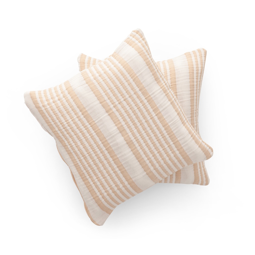 [FC2OSLOBE-45-2] Pack 2 Fundas de Cojín Jacquard Rayas Algodón OSLO (Beige)
