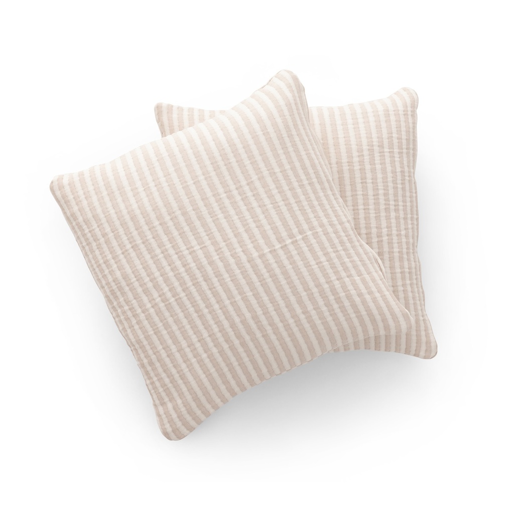 [FC2NISALI-45-2] Pack 2 Fundas de Cojín Jacquard Rayas Algodón NISA (Lino)