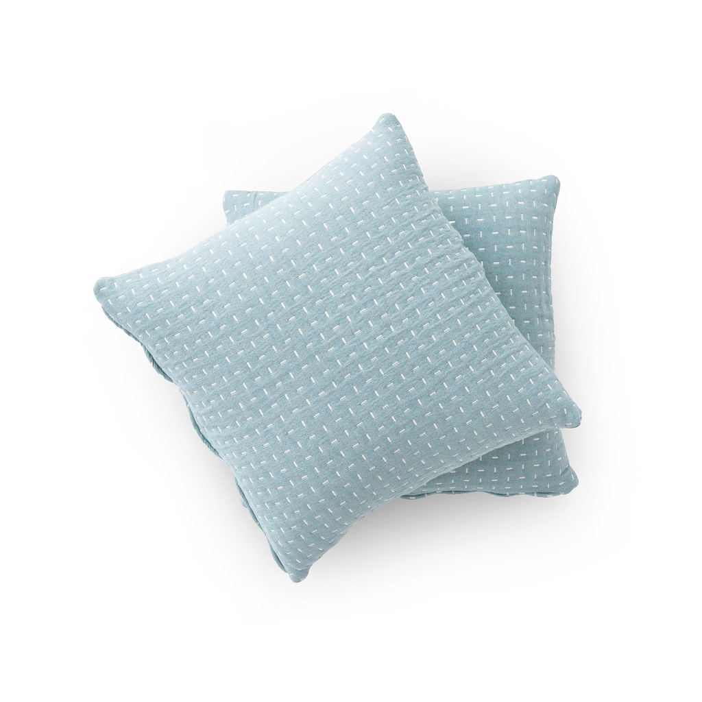 [FC2BORAAG-45-2] Pack 2 Fundas de Cojín Jacquard Algodón BORA (Agua Marina)
