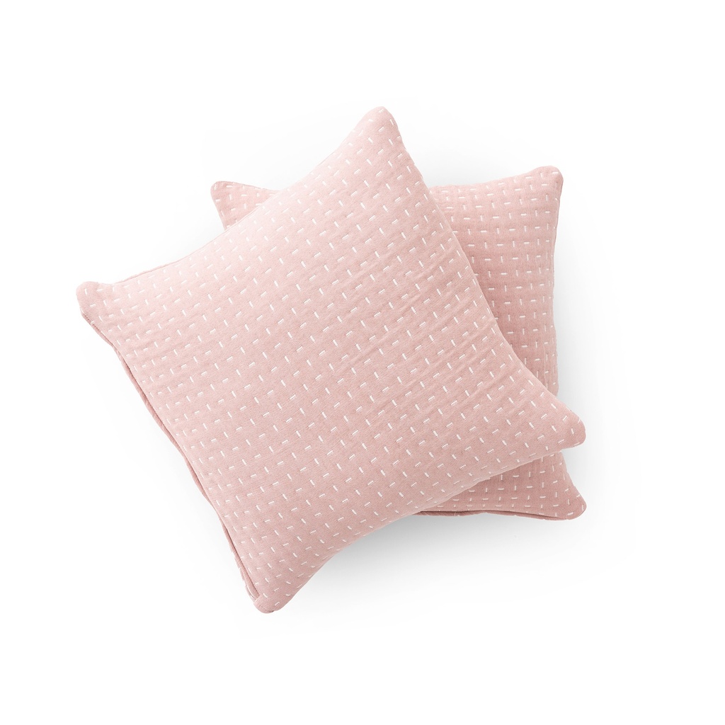 [FC2BORARo-45-2] Pack 2 Fundas de Cojín Jacquard Algodón BORA (Rosa)