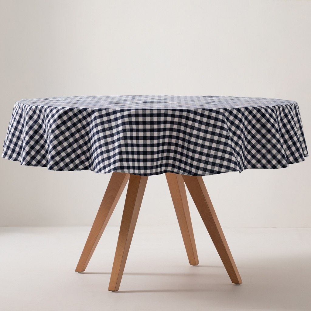 [MAREDVICAZ] Mantel antimanchas redondo vichy 160x160 cm (Azul)