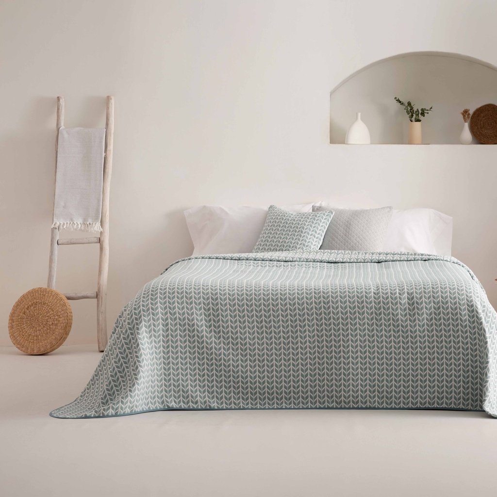 [COLBRI180-AG] Colcha ligera Brisela jacquard (Agua Marina, Cama 80/90 - 180x270 cm)