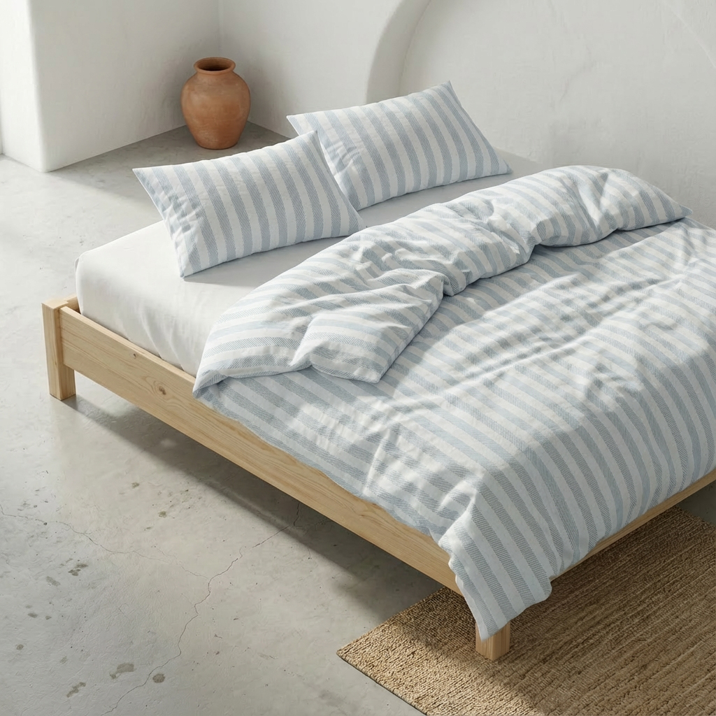 [JFNNUVIA150-AG] Funda Nórdica 100% Algodón NUVIA + Funda de Almohada (Agua Marina, Cama 80/90 - 150x220 cm + 45x110 cm)