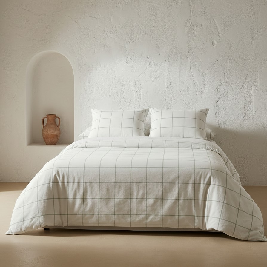 [JFNEVANI150-AG] Funda Nórdica 100% Algodón EVANIA + Funda de Almohada (Agua Marina, Cama 80/90 - 150x220 cm + 45x110 cm)