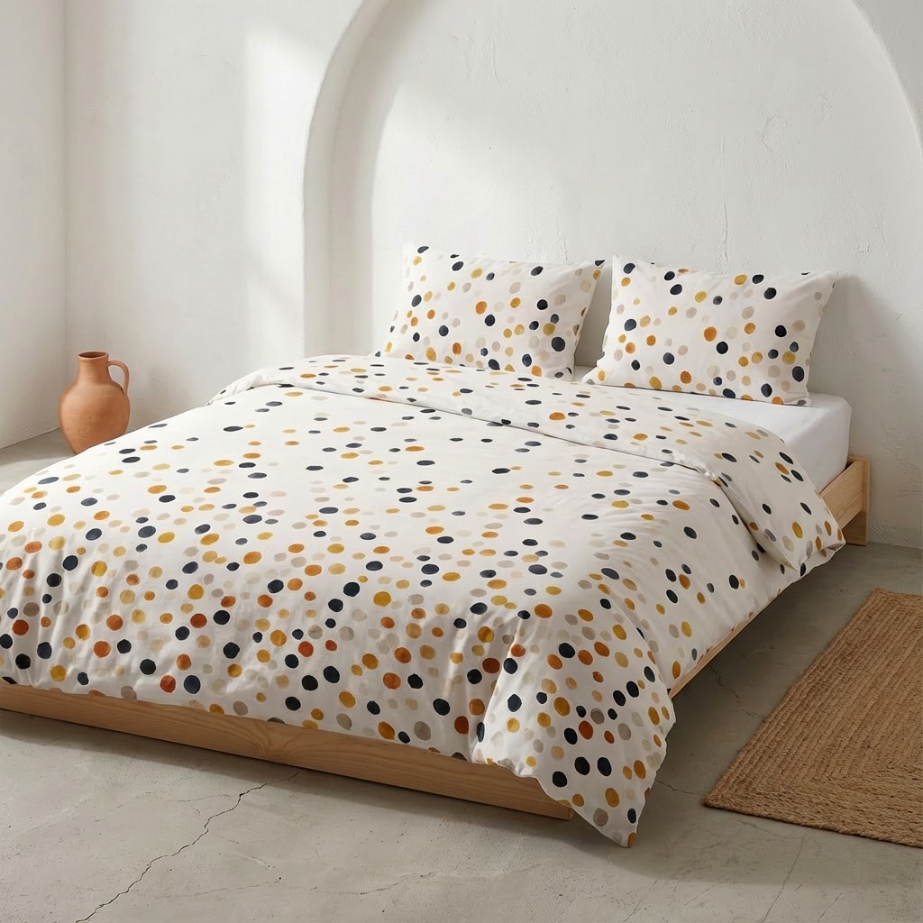 [JFNOLIVI150-TC] Funda Nórdica 100% Algodón OLIVIA + Funda de Almohada (Terracota, Cama 80/90 - 150x220 cm + 45x110 cm)