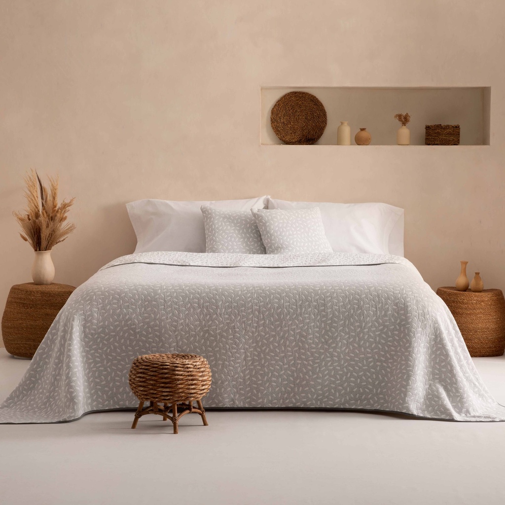 [COLCIN180-GR] Colcha ligera Cinti jacquard (Gris, Cama 80/90 - 180x270 cm)