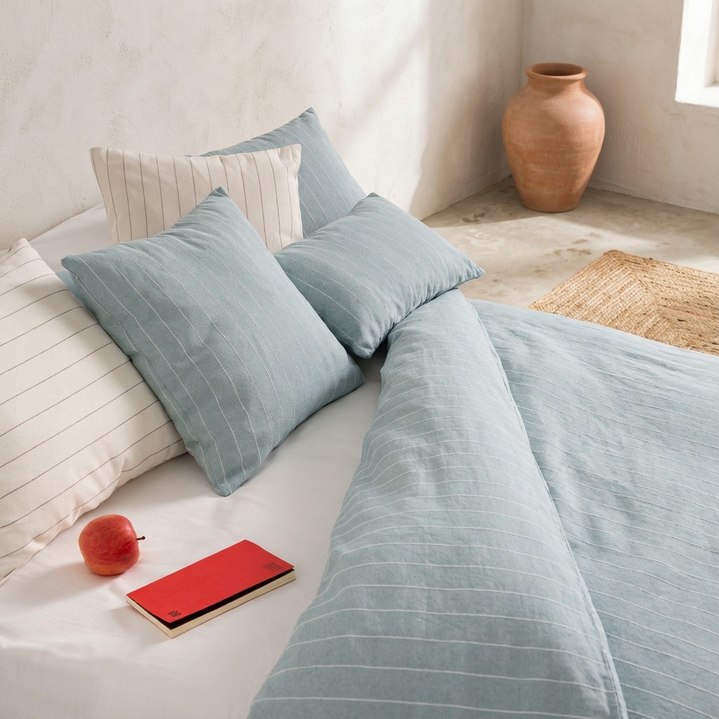 [FNPESPUAG-150] Funda Nórdica Hilo Relieve PESPUNT (Agua Marina, Cama 80 - 150x220 cm)