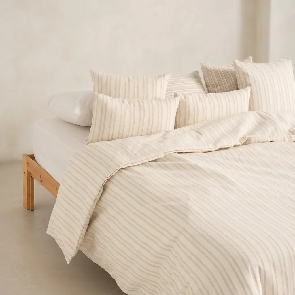 [FNTRAMUTE-150] Funda Nórdica Rayas Relieve TRAMUNTANA (Teja, Cama 80 - 150x220 cm)