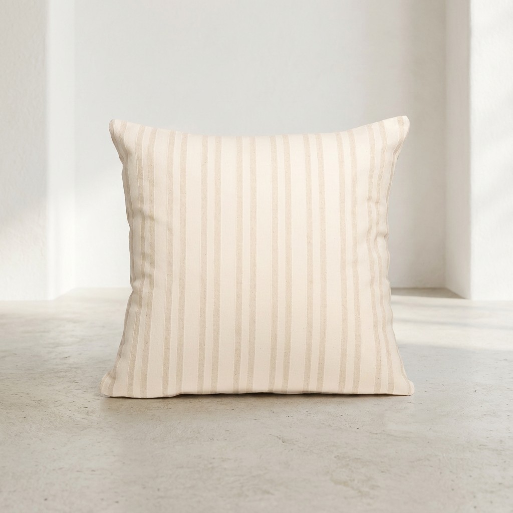 [FC2TRAMCR-45] Pack 2 Fundas de Cojín Rayas Relieve TRAMUNTANA (Crudo, 45x45 cm)