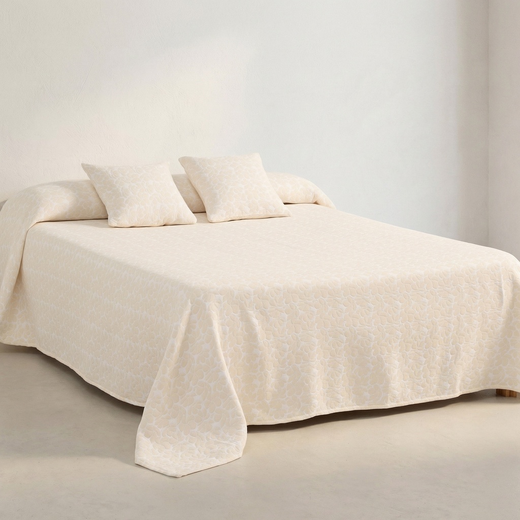 [COLJAZMIBL-180] Colcha Jacquard Algodón JAZMIN (Blanco, Cama 80/90 - 180x270 cm)