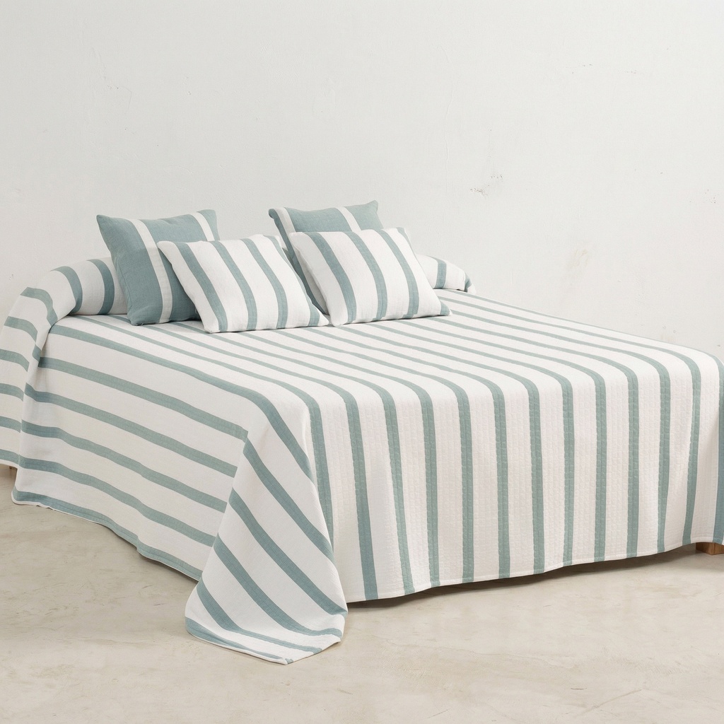 [COLTESSEAG-180] Colcha Jacquard Algodón TESSERA (Agua Marina, Cama 80/90 - 180x270 cm)