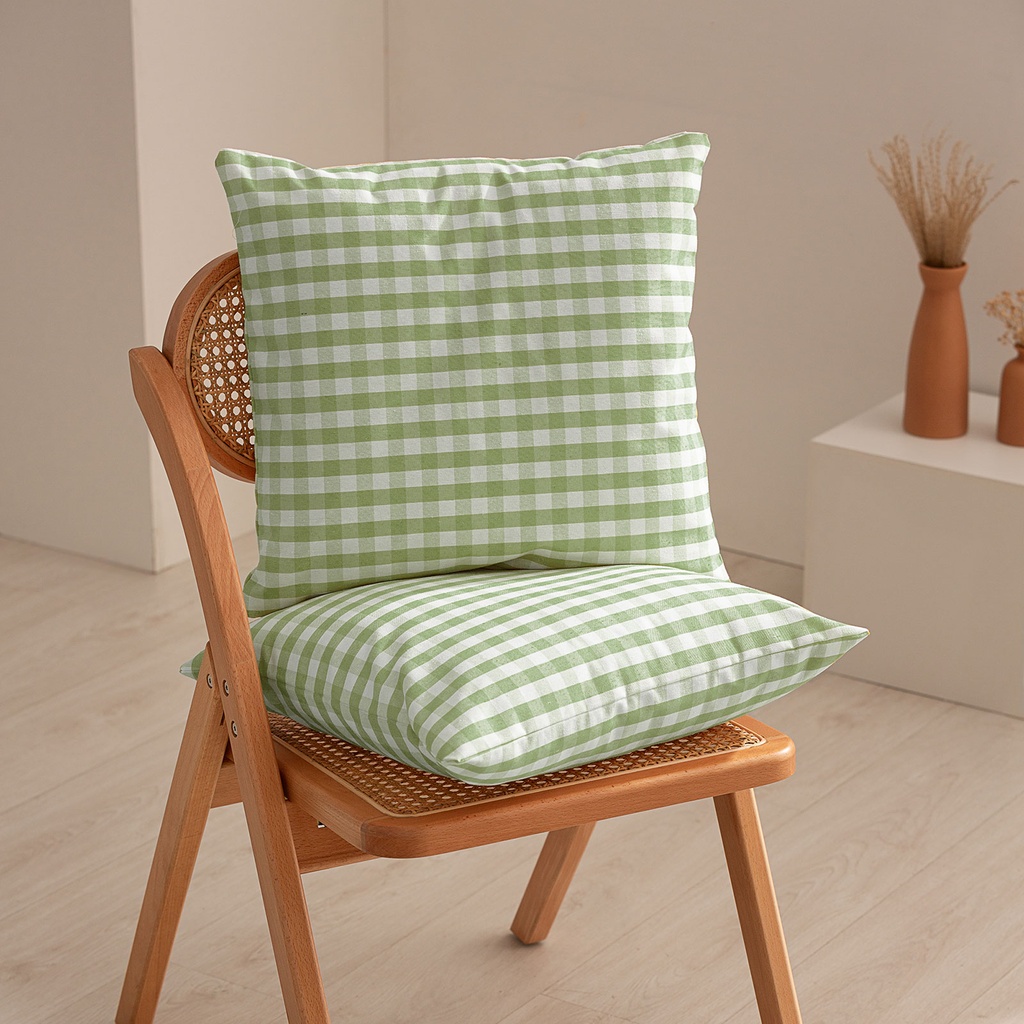 [COJ2VICVeOl] Pack 2 fundas cojín Vichy 45x45 cm (Verde Oliva)