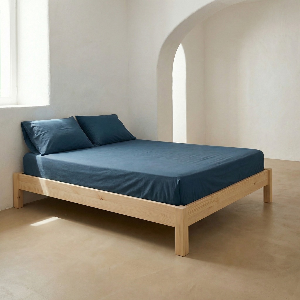 [SB100%ALG80-AZ] Sábana bajera 100% algodón (Azul, 80x190/200 cm)