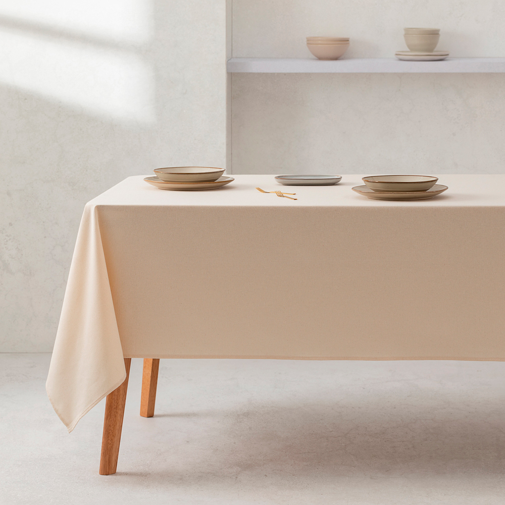[M172] Mantel 100% algodón liso (Crudo, 140x100 cm)